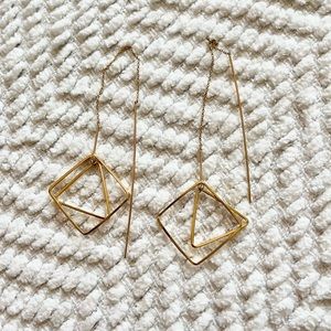Geo Gold Drop Down Earrings | New